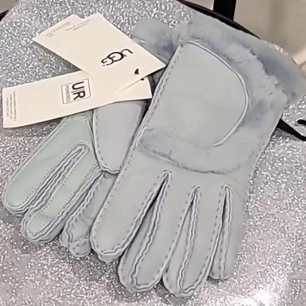 Ugg Genuine Shearling Suede‎ Gloves-Silver Grey